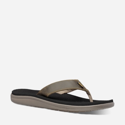 Teva Men's Voya Leather Flip Flops Sale NZ (MFBJD-3920)